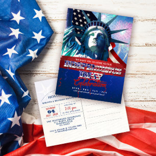 Liberty Patriottisch Vuurwerk 4 Juli BBQ Uitnodigi Briefkaart