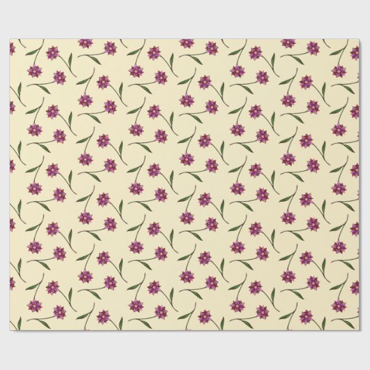 Liberty patroon roze bloemen met crèmekleurige ach cadeaupapier (Vlak)