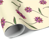 Liberty patroon roze bloemen met crèmekleurige ach cadeaupapier (Rol Hoek)