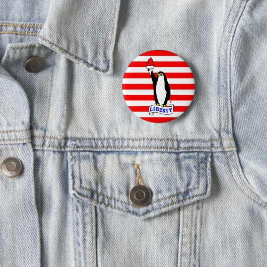 Liberty Penguin Flag Button (In situ)