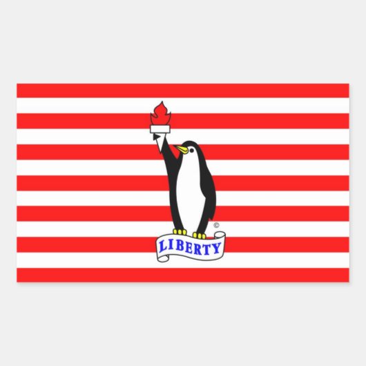 Liberty Penguin Vlag Rechthoekige Sticker (Voorkant)