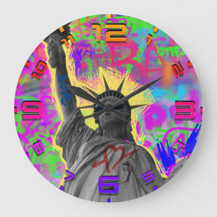 Liberty Punk Graffiti Wandklok – Neon Vibes