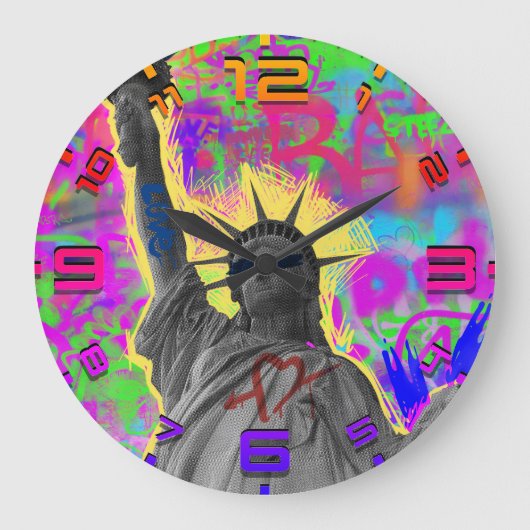 Liberty Punk Graffiti Wandklok – Neon Vibes (Voorkant)