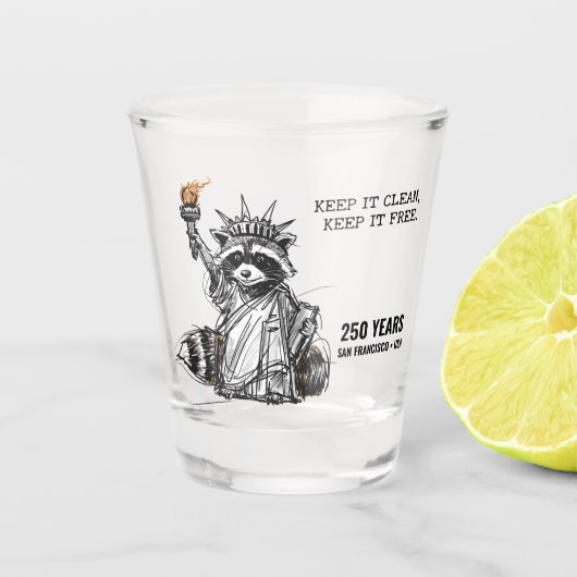 Liberty Raccoon San Francisco 250 Years Shot Glas (Voorkant)
