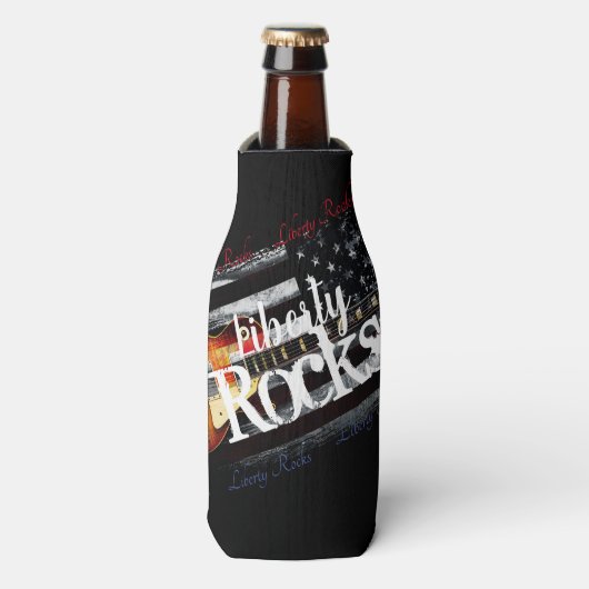 LIBERTY ROCKS Amerikaanse vlag Flesjeskoeler (Fles Voorkant)