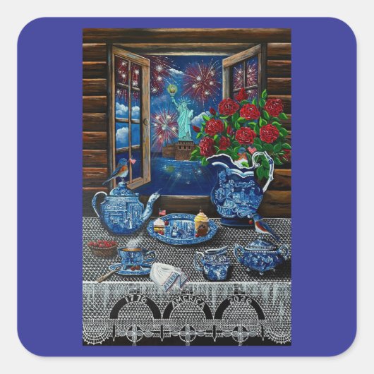 Liberty’s Tea Time Delight! Vierkante Sticker (Voorkant)