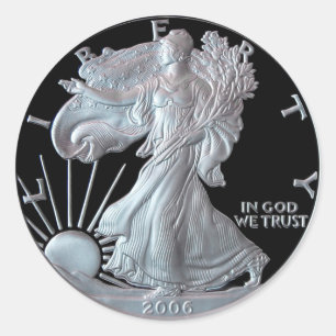 Liberty Silver Dollar Head 2006 Ronde Sticker