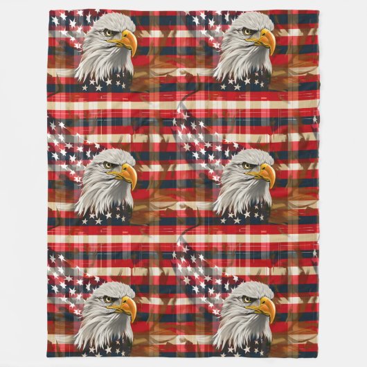 Liberty Soars Blanket Eagle and Flag Home Gift Fleece Deken (Voorkant)