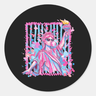 Liberty Statue Blaast Bubbel Usa Onafhankelijkheid Ronde Sticker