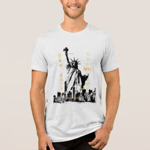 Liberty Statue NYC Mannen Hoge Kwaliteit Korte Mou Tri-Blend Shirt
