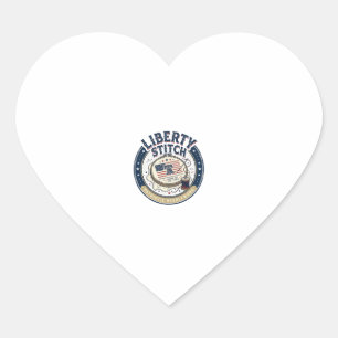 Liberty Steek Patriottische Borduurwerk Naald Hart Sticker