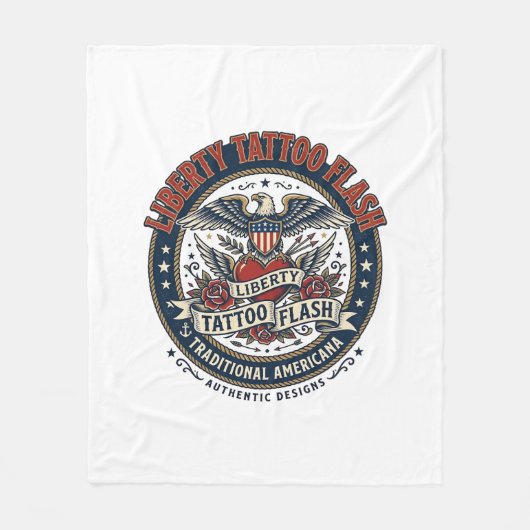 Liberty Tattoo Flash Patriottisch Patriottische Ta Fleece Deken (Voorkant)