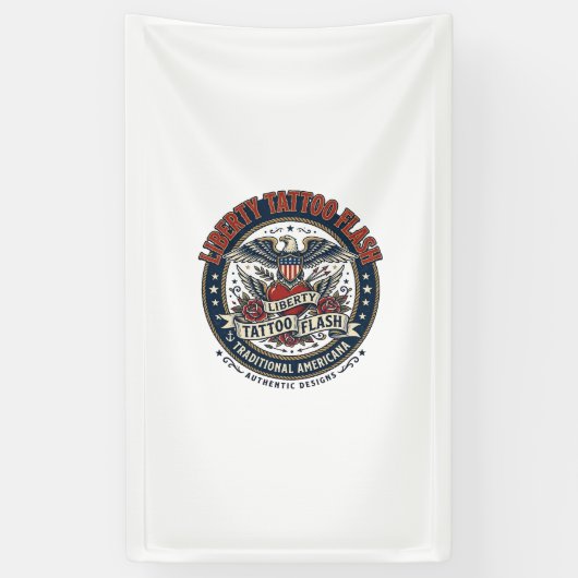 Liberty Tattoo Flash Patriottisch Patriottische Ta Spandoek (Verticaal)