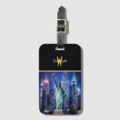 Liberty verlicht de skyline van New York Bagagelabel (Voorkant (verticaal))