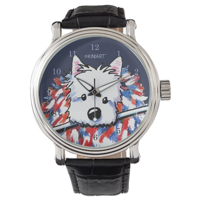 Liberty Westie Portret Polshorloge Horloge (Voorkant)