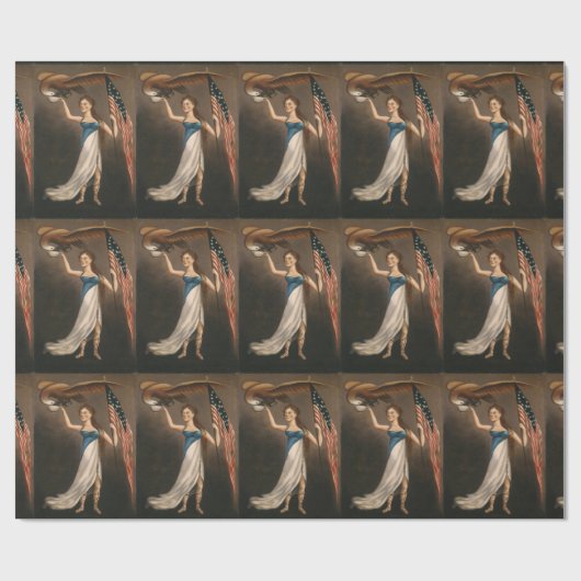 Liberty Woman Eagle American Flag USA Oil Painting Cadeaupapier (Vlak)