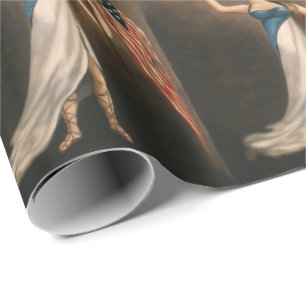 Liberty Woman Eagle American Flag USA Oil Painting Cadeaupapier