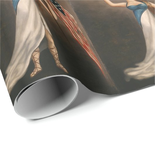 Liberty Woman Eagle American Flag USA Oil Painting Cadeaupapier (Rol Hoek)