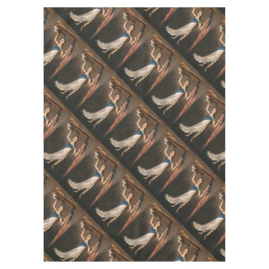 Liberty Woman Eagle American Flag USA Oil Painting Tafelkleed (Voorkant)