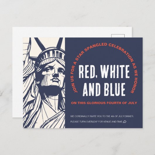 Liberty's Call naar 4 juli Uitnodiging Briefkaart (Voorkant / Achterkant)