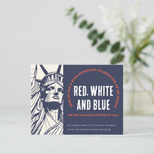 Liberty's Call naar 4 juli Uitnodiging Briefkaart (Staand voorkant)