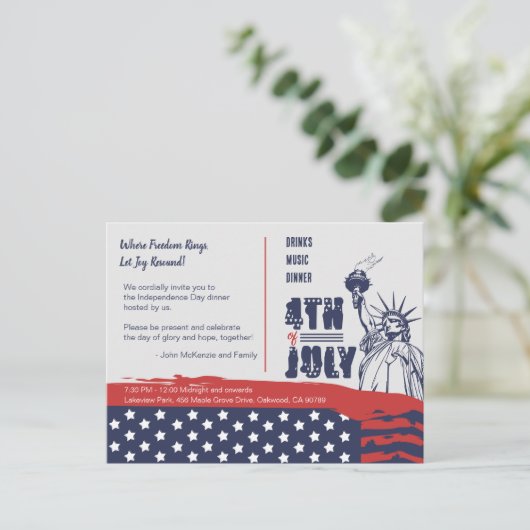 Liberty's Call to Celebrate 4 juli Uitnodiging Briefkaart (Staand voorkant)