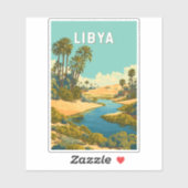 Libië Illustratie Reis Kunst Vintage Sticker (Vel)