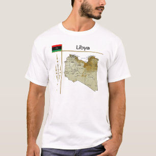 Libië-kaart + vlag + titel T-shirt