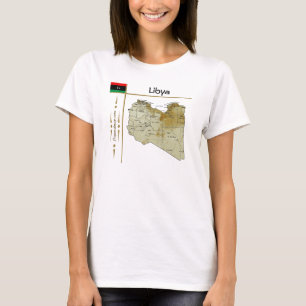 Libië-kaart + vlag + titel T-shirt