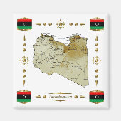 Libië Kaart + Vlaggen Magnet (Voorkant)