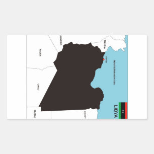 Libië Landenvlag politieke kaart Rechthoekige Sticker