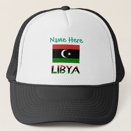 Libië Libische Vlag Groen Gepersonaliseerd  Trucker Pet (Voorkant)