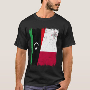 Libië Malta Halve vlag Libische Maltese wortels T-shirt