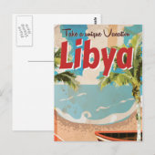 Libië vakantie Oude Reisposter. Briefkaart (Voorkant / Achterkant)