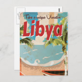 Libië Vintage Travel Poster. Briefkaart (Voorkant / Achterkant)