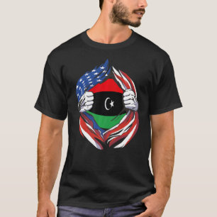 Libië Vlag Amerikaan Trots op mijn Libische erfgoe T-shirt