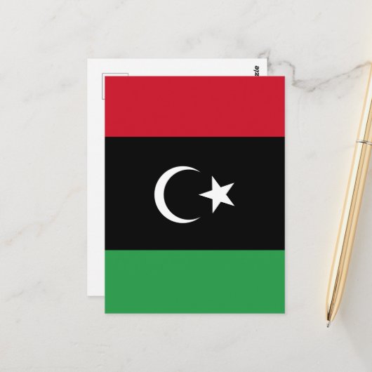 Libië vlag briefkaart (Voorkant / Achterkant in situ)