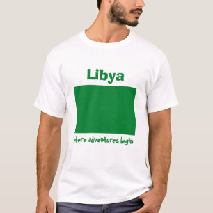 Libië Vlag + Kaart + Tekst T-shirt