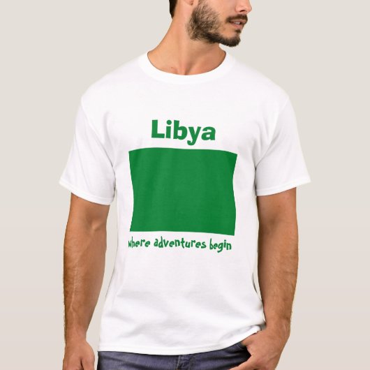 Libië Vlag + Kaart + Tekst T-shirt (Voorkant)