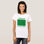 Libië Vlag + Kaart + Tekst T-shirt (Voorkant volledig)