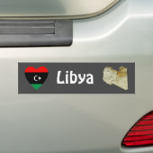 Libië Vlaggenhart + Kaart Bumpersticker (Op auto)
