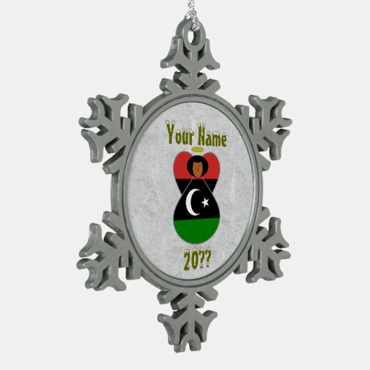 Libische Angel Flag Tin Sneeuwvlok Ornament (Links)