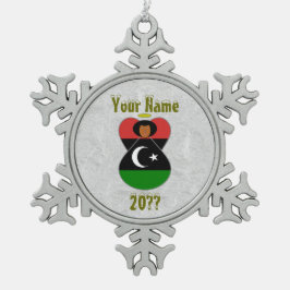 Libische Angel Flag Tin Sneeuwvlok Ornament