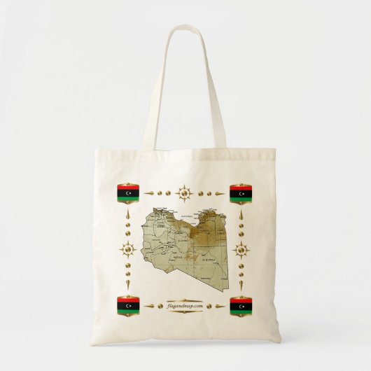 Libische kaart + vlag tote bag (Voorkant)