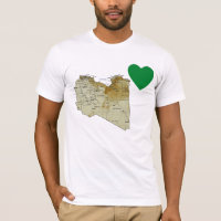 Libische Vlag Hart en Landkaart T-shirt