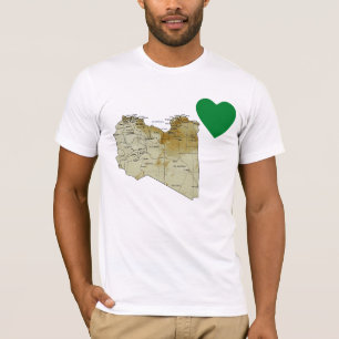 Libische Vlag Hart en Landkaart T-shirt