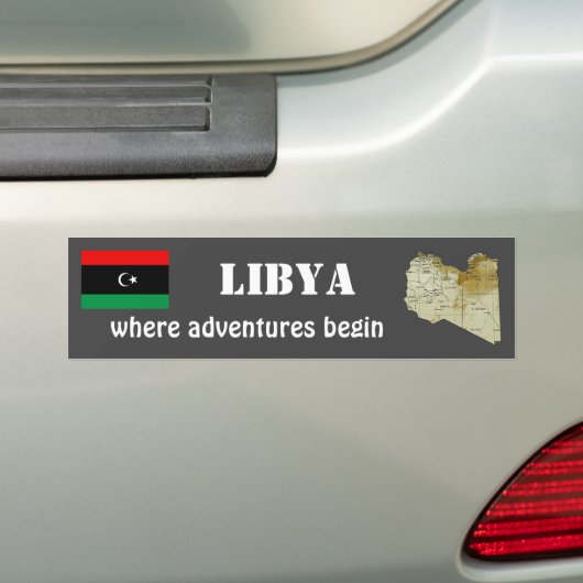 Libische vlag + kaartBumpersticker Bumpersticker (Op auto)