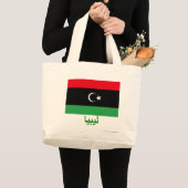 Libische vlag met naam in het Arabisch Grote Tote Bag (Voorkant (product))
