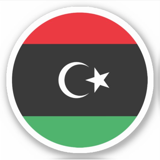 Libische Vlag Ronde Sticker (Voorkant)