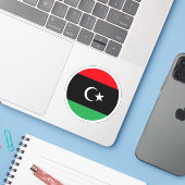 Libische Vlag Ronde Sticker (Laptop met iPhone)